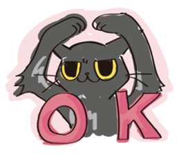 A free black cat  "YORU" sticker #1623651