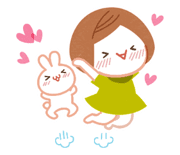 Cute girl & Rabbit sticker #1639303