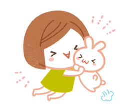 Cute girl & Rabbit sticker #1639304