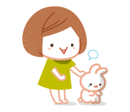 Cute girl & Rabbit sticker #1639329
