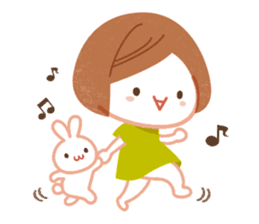 Cute girl & Rabbit sticker #1639330