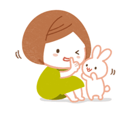 Cute girl & Rabbit sticker #1639331