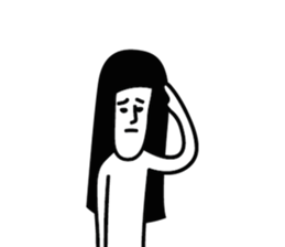 Man with long hair in black hair sticker #1648257