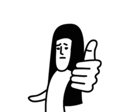 Man with long hair in black hair sticker #1648258