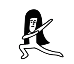 Man with long hair in black hair sticker #1648261