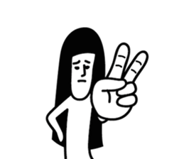 Man with long hair in black hair sticker #1648271