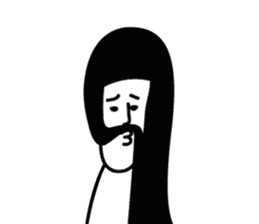 Man with long hair in black hair sticker #1648277