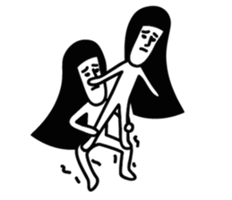 Man with long hair in black hair sticker #1648287