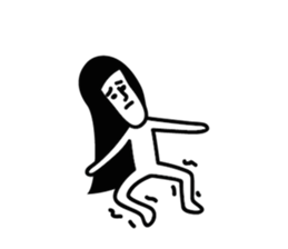 Man with long hair in black hair sticker #1648293