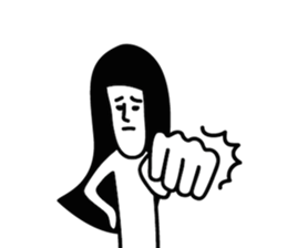 Man with long hair in black hair sticker #1648295