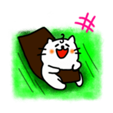 Smiling cat and chick sticker #1649144