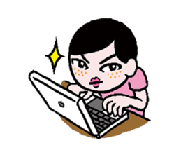 Miss side-part hair /  Katsuo Kawai sticker #1662522