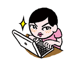 Miss side-part hair / Katsuo Kawai sticker #1662522