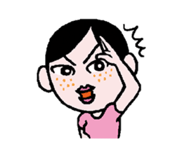 Miss side-part hair / Katsuo Kawai sticker #1662525