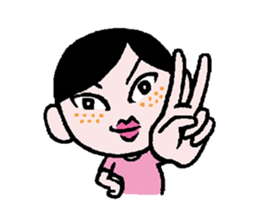 Miss side-part hair /  Katsuo Kawai sticker #1662534