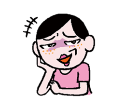 Miss side-part hair /  Katsuo Kawai sticker #1662537