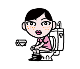 Miss side-part hair /  Katsuo Kawai sticker #1662543