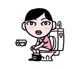 Miss side-part hair / Katsuo Kawai sticker #1662543