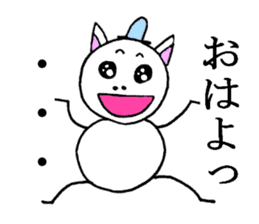 Cat ear snowman sticker #1693758