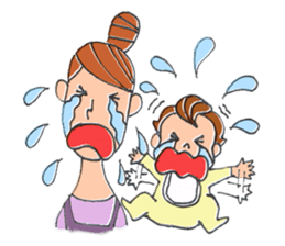 A busy Mom and a pretty baby sticker #1712305