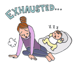 A busy Mom and a pretty baby sticker #1712306