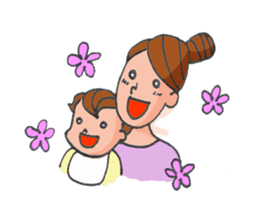 A busy Mom and a pretty baby sticker #1712322