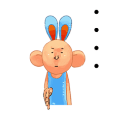 Sign language and blue rabbit man sticker #1718951