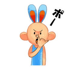 Sign language and blue rabbit man sticker #1718958