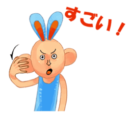Sign language and blue rabbit man sticker #1718981