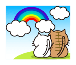 Striped cat & white cat 2 sticker #1741937