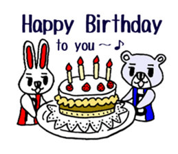Rabbit & Bear Vertical stripes of pair sticker #1746024
