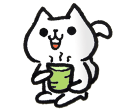 White cat & chicken sticker #1747397