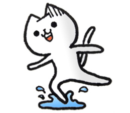 White cat & chicken sticker #1747414