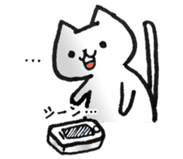 White cat & chicken sticker #1747424