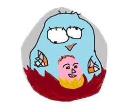A bird and boiled egg man and woman sticker #1775730