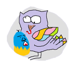 A bird and boiled egg man and woman sticker #1775734