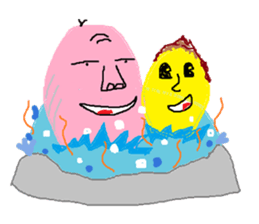 A bird and boiled egg man and woman sticker #1775748