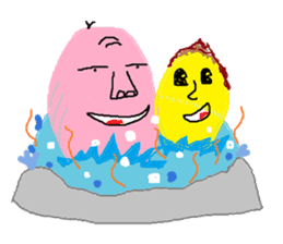 A bird and boiled egg man and woman sticker #1775748