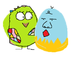 A bird and boiled egg man and woman sticker #1775752