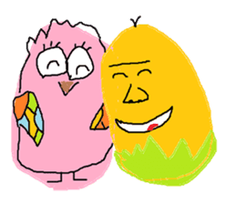 A bird and boiled egg man and woman sticker #1775767