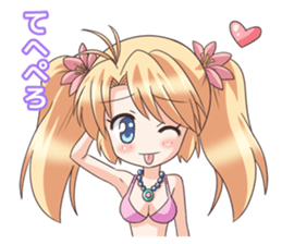 The girl of  swimming suit and  uniform sticker #1793790