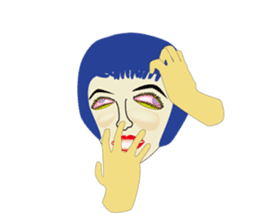 woman of blue hair sticker #1797326