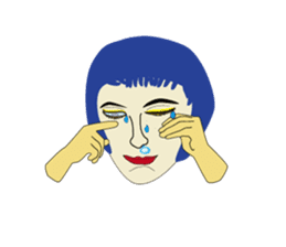 woman of blue hair sticker #1797340