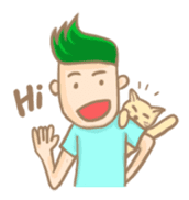 Mr. green hair & sleepy cat (Eng) sticker #1804962