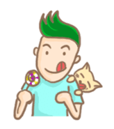 Mr. green hair & sleepy cat (Eng) sticker #1804963