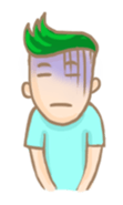 Mr. green hair & sleepy cat  (Eng) sticker #1804964
