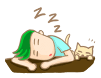 Mr. green hair & sleepy cat (Eng) sticker #1804967