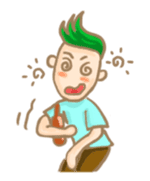 Mr. green hair & sleepy cat (Eng) sticker #1804972