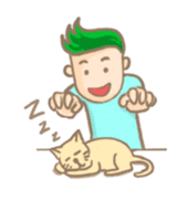 Mr. green hair & sleepy cat  (Eng) sticker #1804973