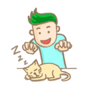 Mr. green hair & sleepy cat (Eng) sticker #1804973